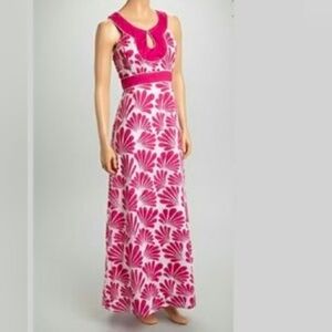 belk Pink and White Floral A-Line Maxi Dress